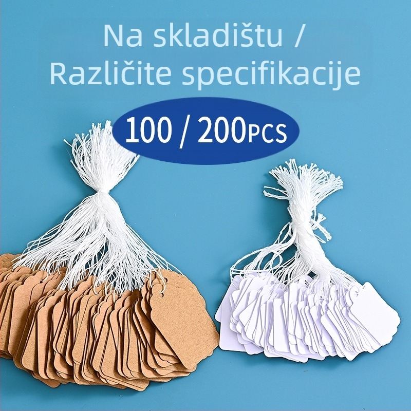 Etikete za cijenu od kraft papira s užetom, offset tisak, prilagodljive, za supermarket
