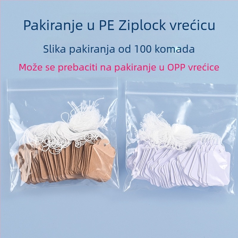 Etikete za cijenu od kraft papira s užetom, offset tisak, prilagodljive, za supermarket