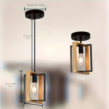 Drveni umjetnički luster s čeličnim tijelom, LED svjetlo, 220V, višestruki glavci, domet 15–30㎡