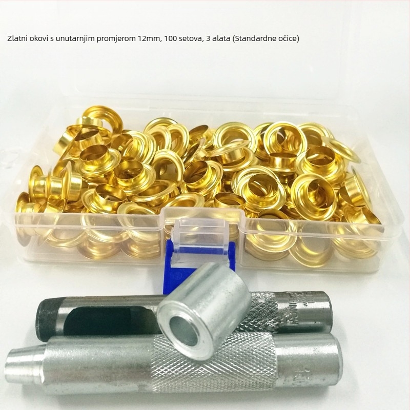 Mesingani eyelet kopčasti set, 100 komada, 3-dijelni alatni set, za kapute, hlače, cipele, šatore