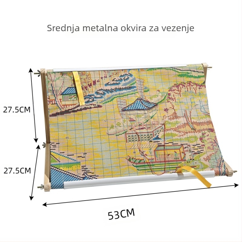 Drveni okvir za križićno šivanje za stolni rad, Borka, moderni minimalistički dizajn