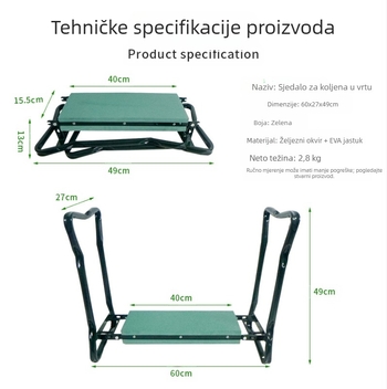 Sklopiva vrtna koljena stolica s kompletom alata