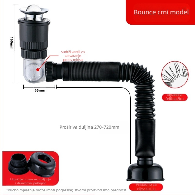 Univerzalni pop-up sifon za umivaonik, ABS, Yayier Bathroom