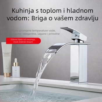 Slavina za umivaonik na ploči s dvostrukom kontrolom, mesing legura, keramički disk, 0–99°C, 1000 kPa