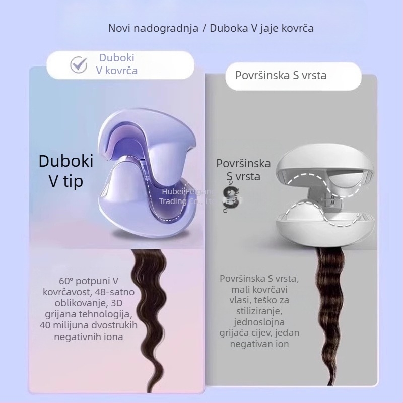 Automatski uvijač za kosu u obliku jajeta – tri u jednom, keramička cijev, termostatska kontrola, pogodna za mokru i suhu kosu, 25–39W