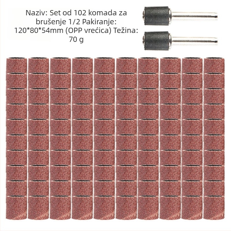 Set glava za njegu noktiju, 102 komada, Materijal: brusni papir, Marke Jia Shiteng, Osovine promjera 1/2 i 3/8