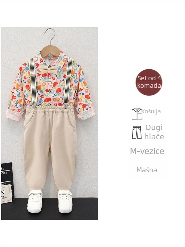 Dječji dvodjelni kostim od poliestera za dječake, prugasti ili kamuflažni uzorak, dugi rukavi i hlače, proljeće-jesen casual stil