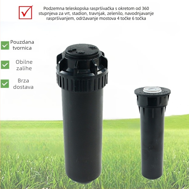 Podzemni teleskopski raspršivač, 360° rotacija za navodnjavanje vrtova, travnjaka i zelene (plastika)