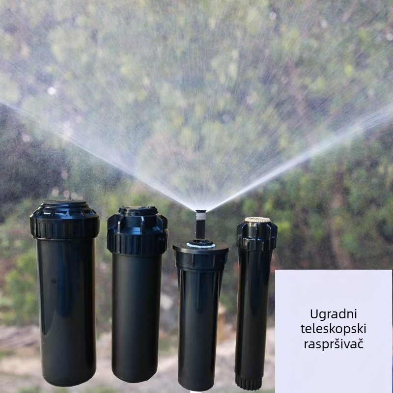 Podzemni teleskopski raspršivač, 360° rotacija za navodnjavanje vrtova, travnjaka i zelene (plastika)