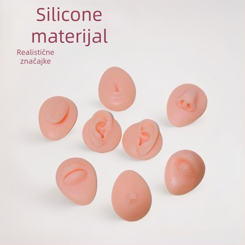Silikonski model ljudskih crta lica za učenje – uho, nos, usta, jezik, pupak, nepravilni rekvizit za izlaganje, moderan minimalistički stil, B-01