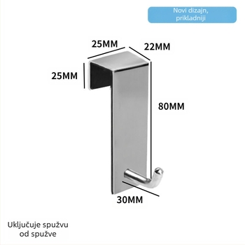 Vješalica za kupaonu od nehrđajućeg čelika 304 za staklena vrata, stražnji način montaže bez bušenja, odvojiva metalna vješalica s jednim kukom, nosivost 5 kg, moderni minimalistički dizajn