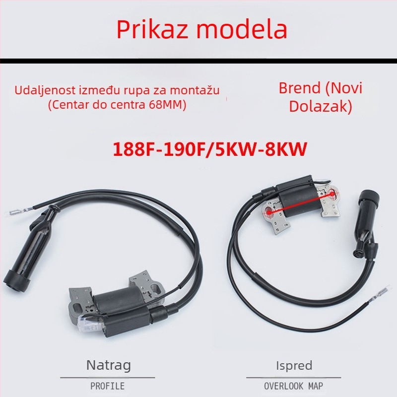 Zapalna zavojnica za motore 168F/170F/188F/190F — kompatibilna s benzinskim generatorom 2–8 kW, pumpom vode za kultivator, visokotlačni komplet