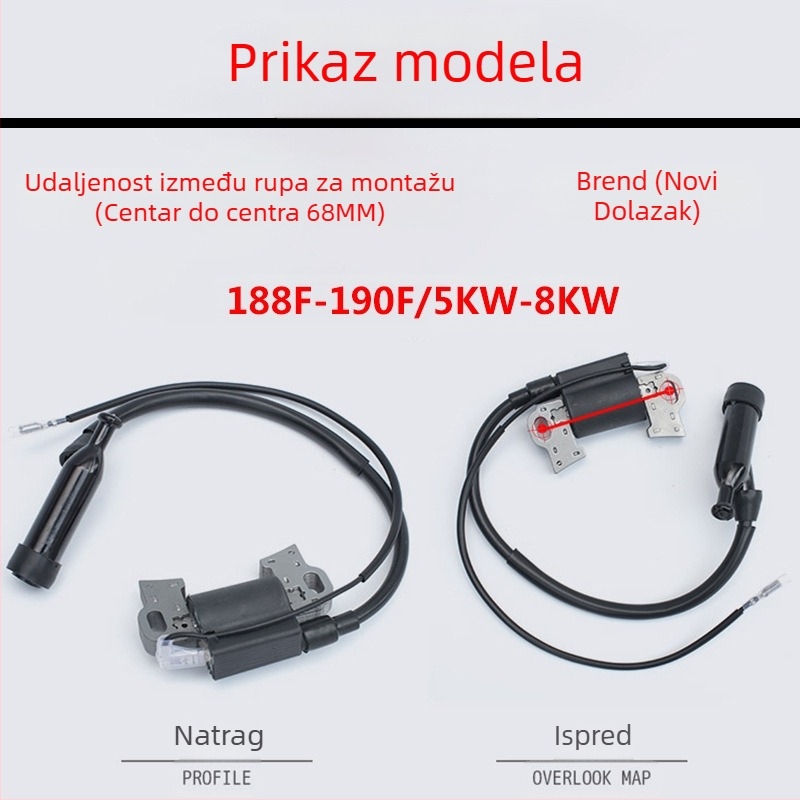 Zapalna zavojnica za motore 168F/170F/188F/190F — kompatibilna s benzinskim generatorom 2–8 kW, pumpom vode za kultivator, visokotlačni komplet