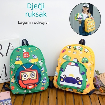 Dječji ruksak s odvojivim dizajnom i uzorkom autom, unisex, najlon, proširiva funkcija, zakrivljene naramenice