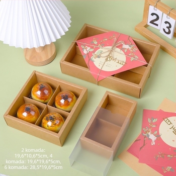Mooncake poklon kutija s punom od žumanjka, matno prozirno pakiranje, toplo utiskivanje (Podrijetlo: Wenzhou; Obrada i prilagodba: Ne; Značka: A Kun; Prilagodba: Ne)
