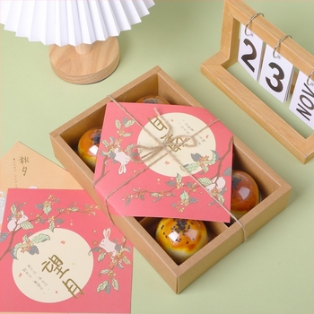Mooncake poklon kutija s punom od žumanjka, matno prozirno pakiranje, toplo utiskivanje (Podrijetlo: Wenzhou; Obrada i prilagodba: Ne; Značka: A Kun; Prilagodba: Ne)