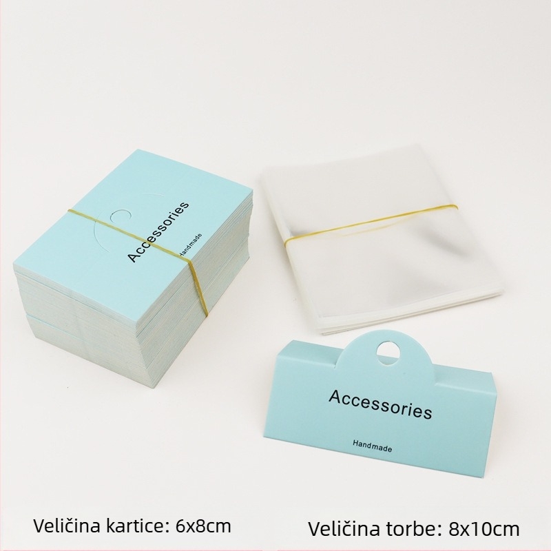 Set za pakiranje nakita – DIY kartice za pakiranje, 100 kartica + 100 ravnih džepova, papir-karton, prozirno pakiranje