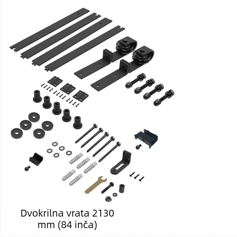 Komplet hardvera za vrata – sklopna dvostruka šina i kotači za dnevni boravak i kuhinju, otporan na habanje, premazan prahom od karbonske čelika, model JH-ZD1, moderni minimalistički stil