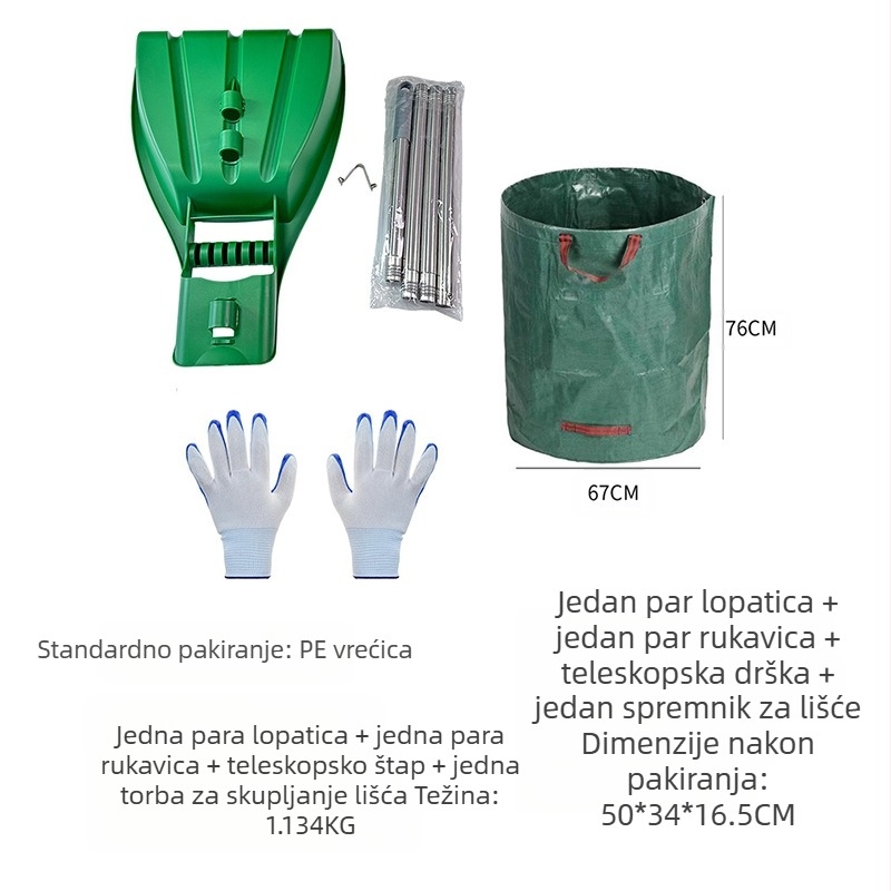 Ručni vrtni grabber — plastika, za lišće, travu i otpad s travnjaka