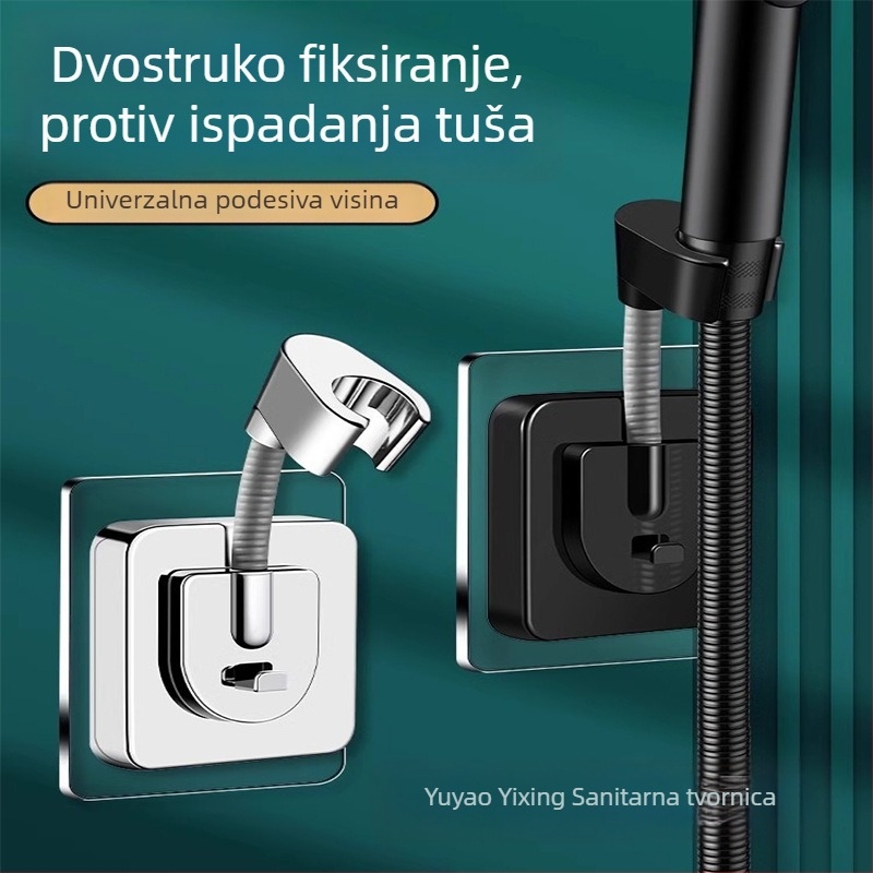 Držač za tuš glavu – baza, ugradnja bez bušenja, univerzalno podesivo, ABS, elektropliranje, model ZJ-01, moderan minimalistički stil