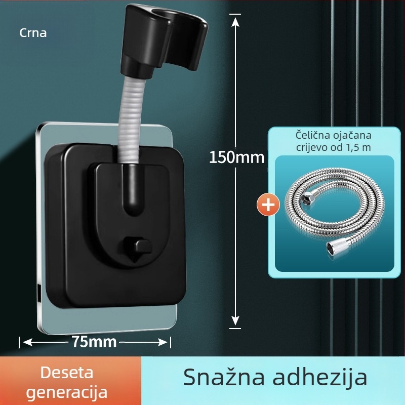 Držač za tuš glavu – baza, ugradnja bez bušenja, univerzalno podesivo, ABS, elektropliranje, model ZJ-01, moderan minimalistički stil