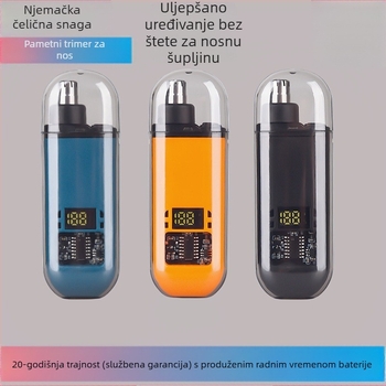 Trimer za nosne dlačice, punjiv, mini prijenosni, s uklonjivom i perivom glavom, ABS kućište.