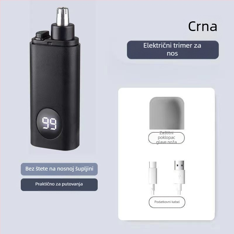 Trimer za nosne dlačice, punjiv, mini prijenosni, s uklonjivom i perivom glavom, ABS kućište.