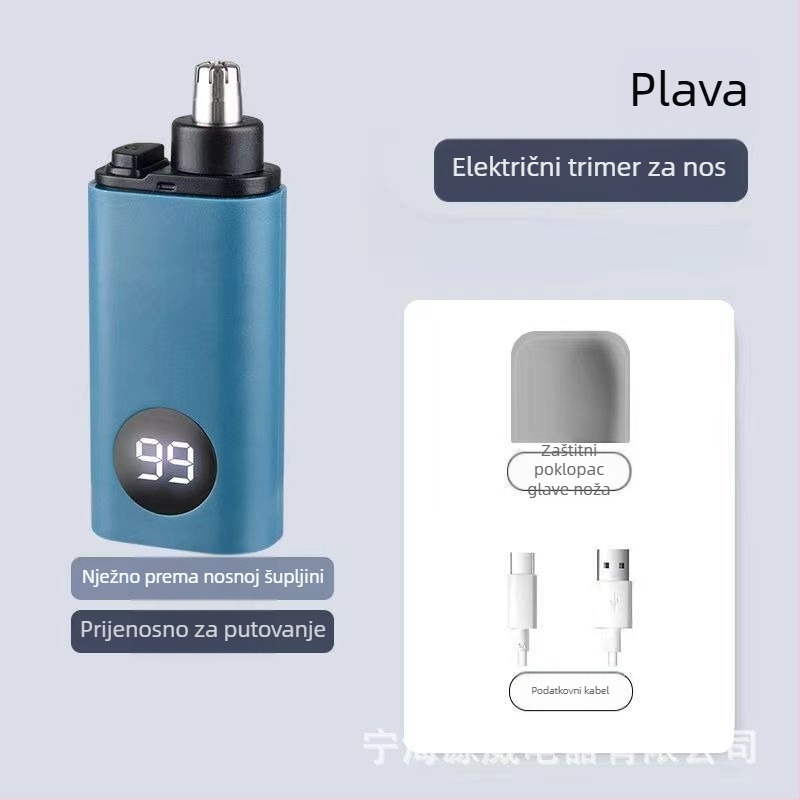 Trimer za nosne dlačice, punjiv, mini prijenosni, s uklonjivom i perivom glavom, ABS kućište.