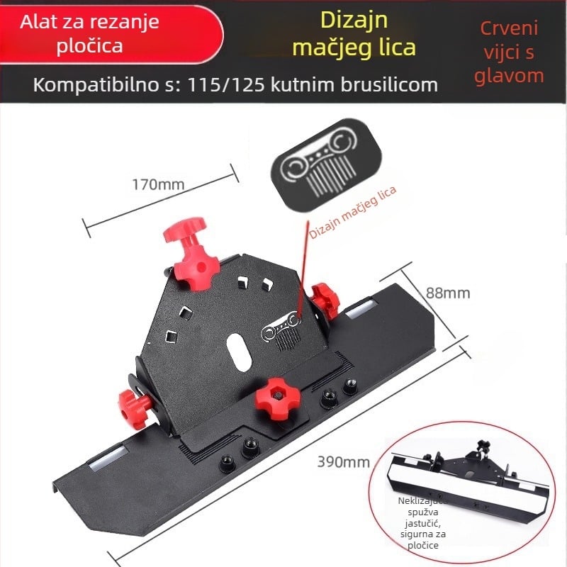 Pribor za kutnu brusilicu za zaobljavanje rubova keramičkih pločica, 45° kut, 220V, kompatibilan s diskovima 115/125 mm