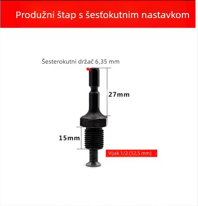 Set čeljusti bušilice za električne alate, od karbonske čelične legure, kompatibilan s električnim odvijačima, bušilama i udarnim bušilama, uz konverzijsku spojnu šipku