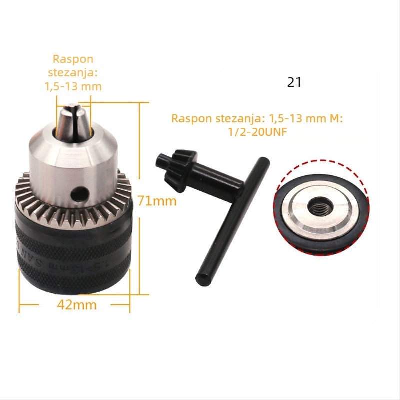 Set čeljusti bušilice za električne alate, od karbonske čelične legure, kompatibilan s električnim odvijačima, bušilama i udarnim bušilama, uz konverzijsku spojnu šipku