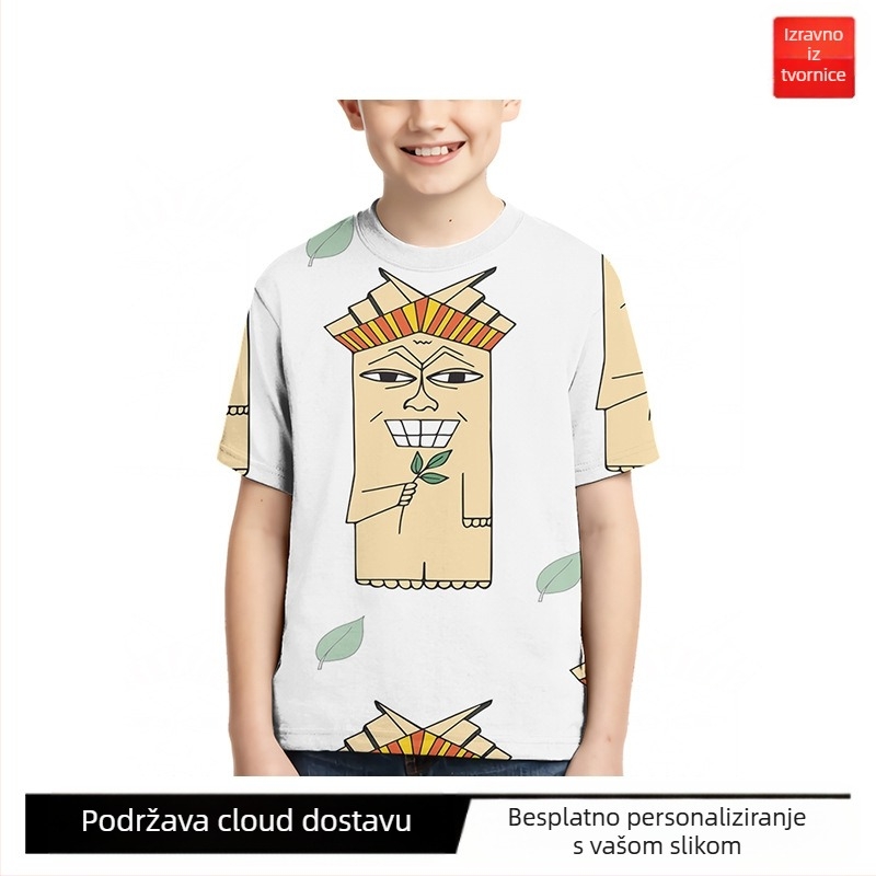 Dječja majica s 3D digitalnim ispisom, geometrijski uzorak, kratkih rukava, okrugli izrez, unisex