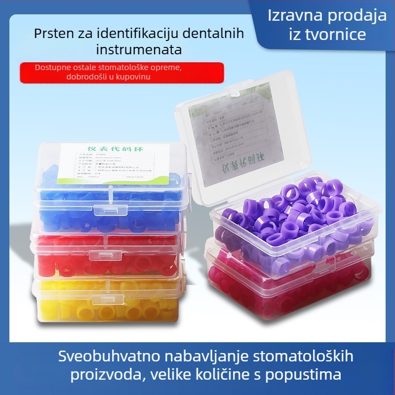 Zubni identifikacijski prsten za dezinfekciju, silikonasti prsten za označavanje, krug za klasifikaciju dezinfekcije, prsten s kodom instrumenta; neto težina 22 g; za odrasle