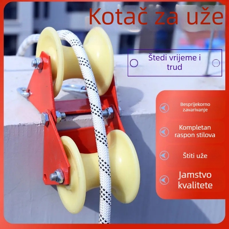 Ručni klizač visine s dvostrukim navijačem užeta i zaštitnim kotačićem – montaža u kutu zida – Runfa Power Technology