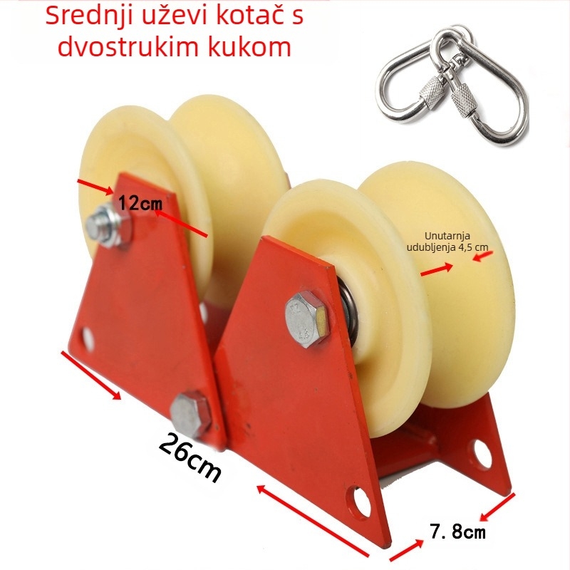 Ručni klizač visine s dvostrukim navijačem užeta i zaštitnim kotačićem – montaža u kutu zida – Runfa Power Technology