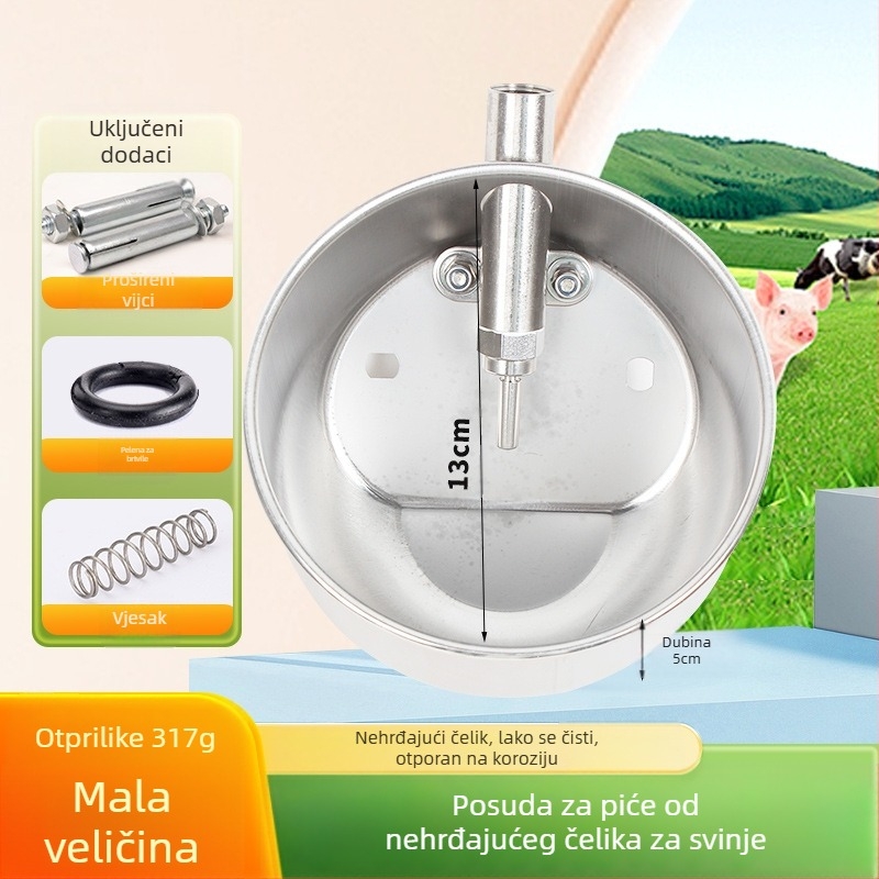 Debeli okrugli posuda za piće od nehrđajućeg čelika za svinje i svinje majke