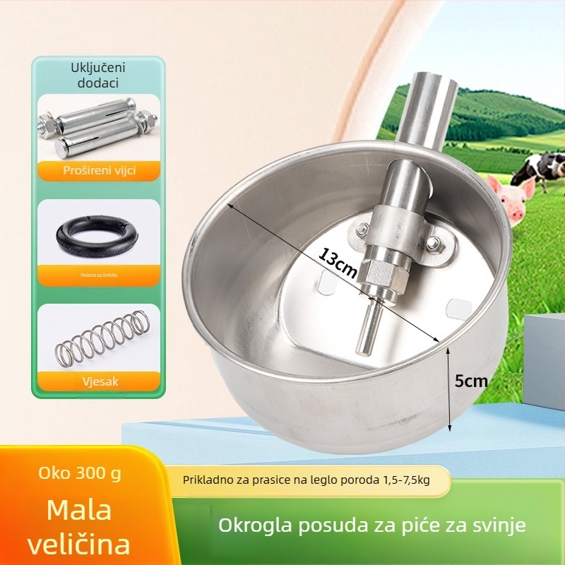 Debeli okrugli posuda za piće od nehrđajućeg čelika za svinje i svinje majke