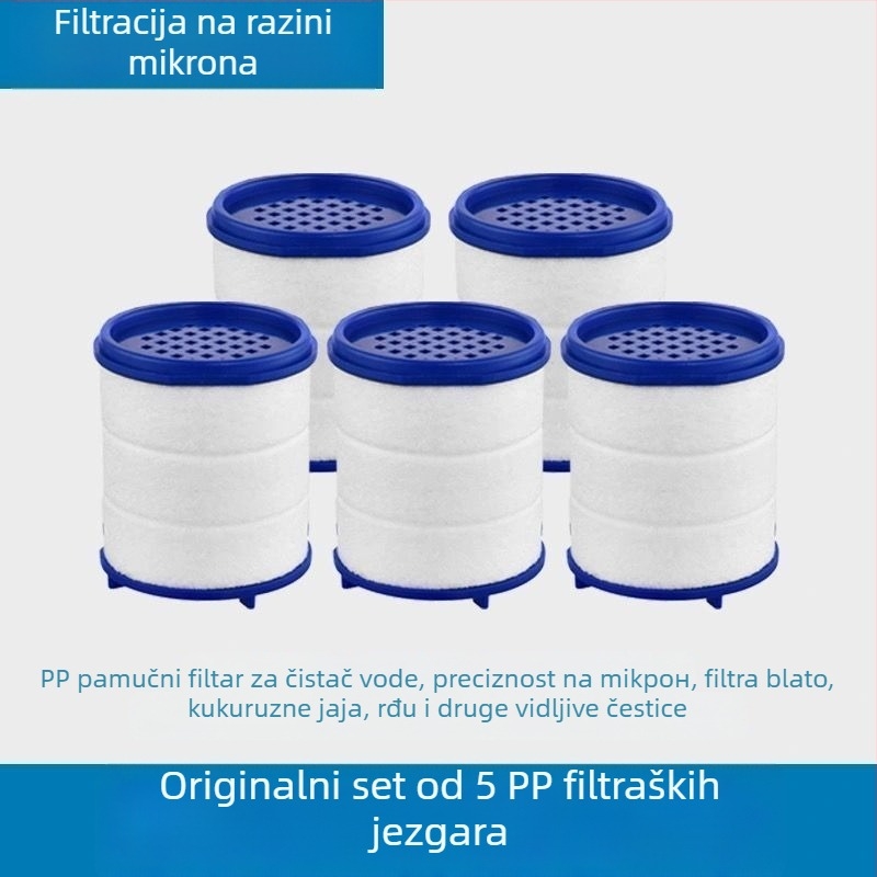 Kran s filtrima za kućnu upotrebu s trostrukim univerzalnim spojem, protiv prskanja. Materijal: ABS; Model: 22/24 mm; Površinska obrada: elektroplating; Ugradnja: zavrtanje s obratom; Radna temperatura: 0–80°C; Nazivni tlak: 1 bar.
