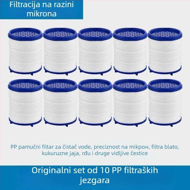 Kran s filtrima za kućnu upotrebu s trostrukim univerzalnim spojem, protiv prskanja. Materijal: ABS; Model: 22/24 mm; Površinska obrada: elektroplating; Ugradnja: zavrtanje s obratom; Radna temperatura: 0–80°C; Nazivni tlak: 1 bar.