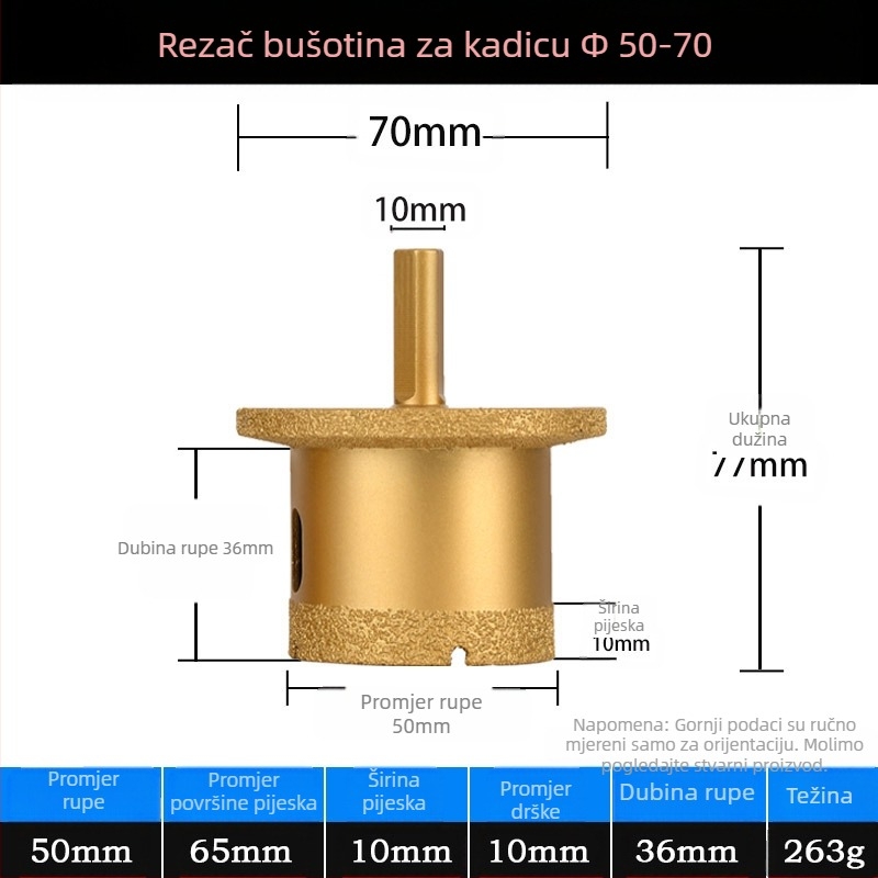 Meier Shield MH0189 Dijamantni kutni brusilnik za bušenje rupa na kamenim i keramičkim pločama — Braziranje, za preradu kamena