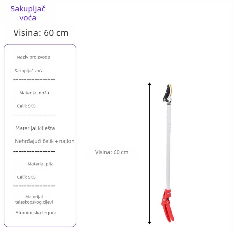 Teleskopske škare za branje voća s dugim dohvatom za visoke grane