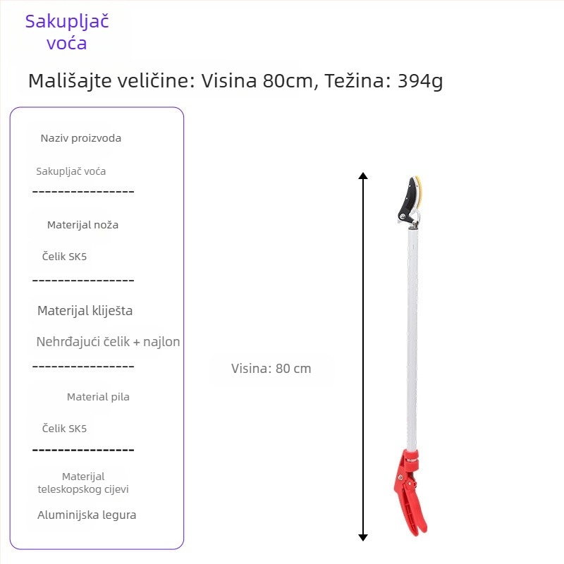 Teleskopske škare za branje voća s dugim dohvatom za visoke grane