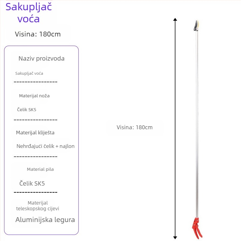 Teleskopske škare za branje voća s dugim dohvatom za visoke grane