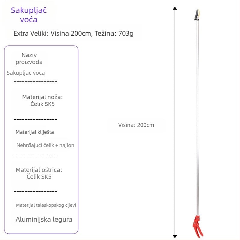 Teleskopske škare za branje voća s dugim dohvatom za visoke grane
