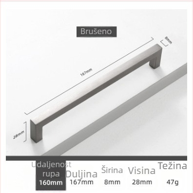 Drška od aluminijskog legura za ladice i vrata ormara, moderni minimalistički stil, model 807, oksidacijski završetak