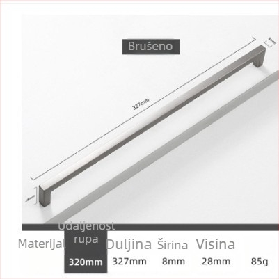 Drška od aluminijskog legura za ladice i vrata ormara, moderni minimalistički stil, model 807, oksidacijski završetak