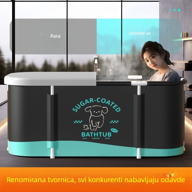 Skupni kantu za kupanje za odrasle, sklopiva kanta za cijelo tijelo, materijali: Oxford platno, PVC i pearl cotton, sklopiva, konstantna temperatura