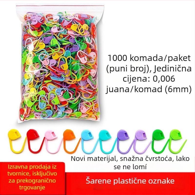 Plastične brojačke igle za kukičanje s markerima — Wen Yuexin, 80 paketa (8.000 kom.), oko 205 g/paket, moderan stil