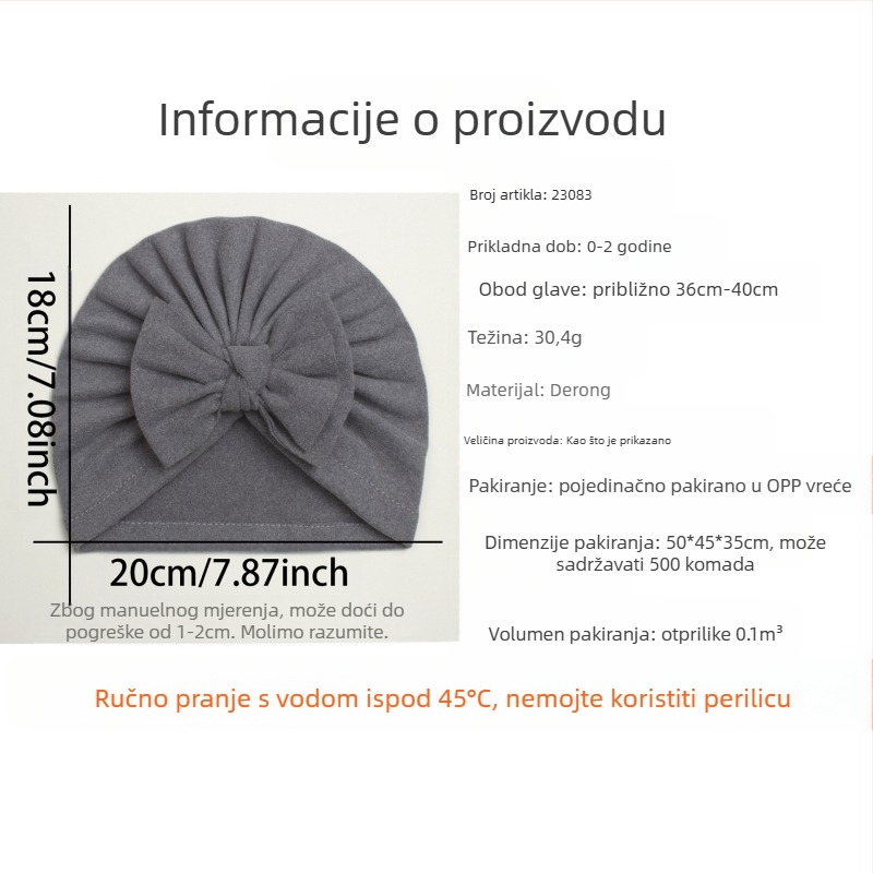 Pulover kapa s mašnicom za djecu, topla, prozračna, UV zaštita, otporna na vjetar