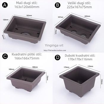 Sukulentna posuda od smole, pravokutnog oblika, plitkog dizajna, set za sadnju i donja posuda za kućnu uporabu